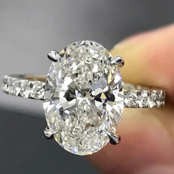 NEW 5 CT Oval Cut Diamond 925 Sterling Silver Ring - Picture 8 of 14